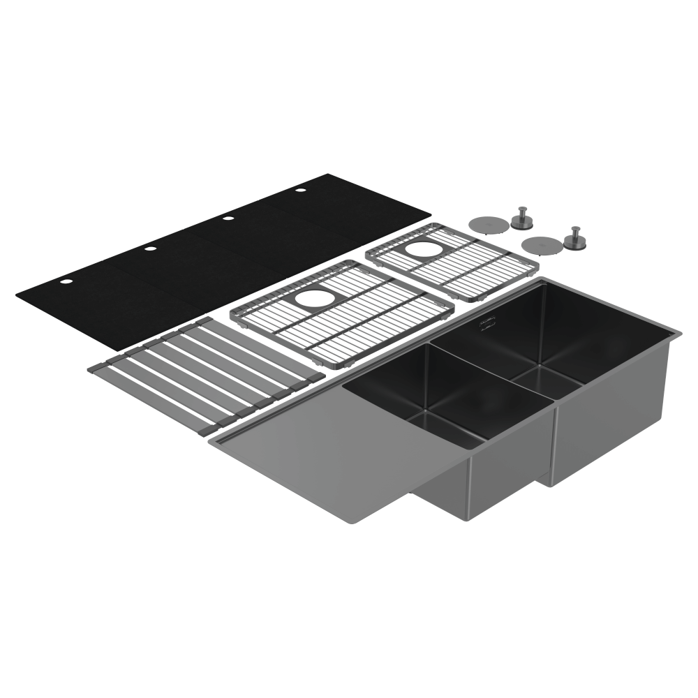 Abey Boutique Lugano Right Hand 1 & 1/4 Bowl Drainer - Black Pearl - STQ450DRB