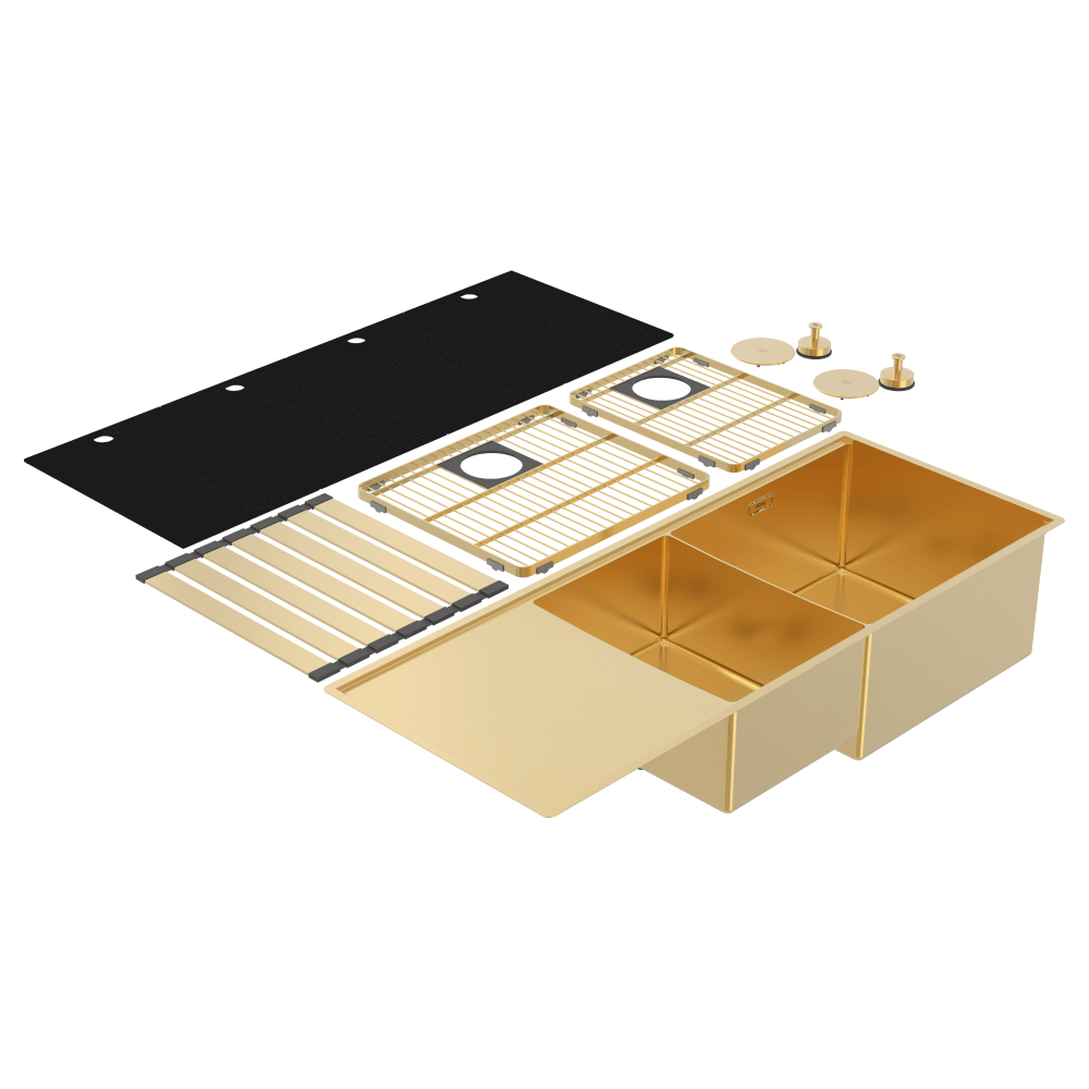 Abey Boutique Lugano Right Hand 1 & 1/4 Bowl Drainer - Eureka Gold - STQ450DRG