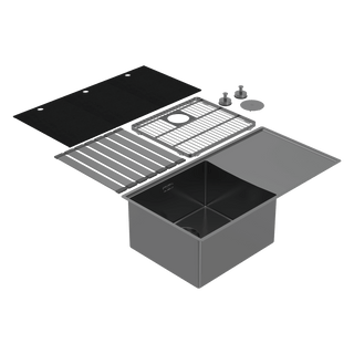 Abey Boutique Lugano Single Left Hand Bowl & Drainer - Black Pearl - STQ450SLB