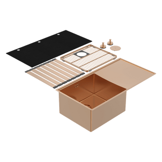 Abey Boutique Lugano Single Left Hand Bowl & Drainer - Artisan Copper - STQ450SLCO