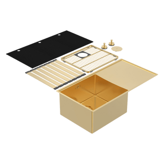 Abey Boutique Lugano Single Left Hand Bowl & Drainer - Eureka Gold - STQ450SLG