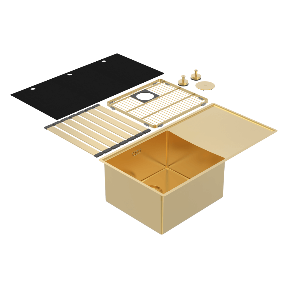 Abey Boutique Lugano Single Left Hand Bowl & Drainer - Eureka Gold - STQ450SLG