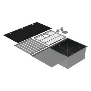 Abey Boutique Lugano Single Right Hand Bowl & Drainer - Black Pearl - STQ450SRB