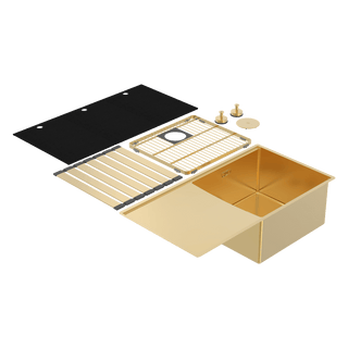 Abey Boutique Lugano Single Right Hand Bowl & Drainer - Eureka Gold - STQ450SRG