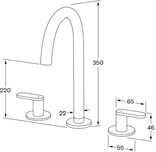 Sussex Duet High Basin Tap Set - Chrome - DBSHS