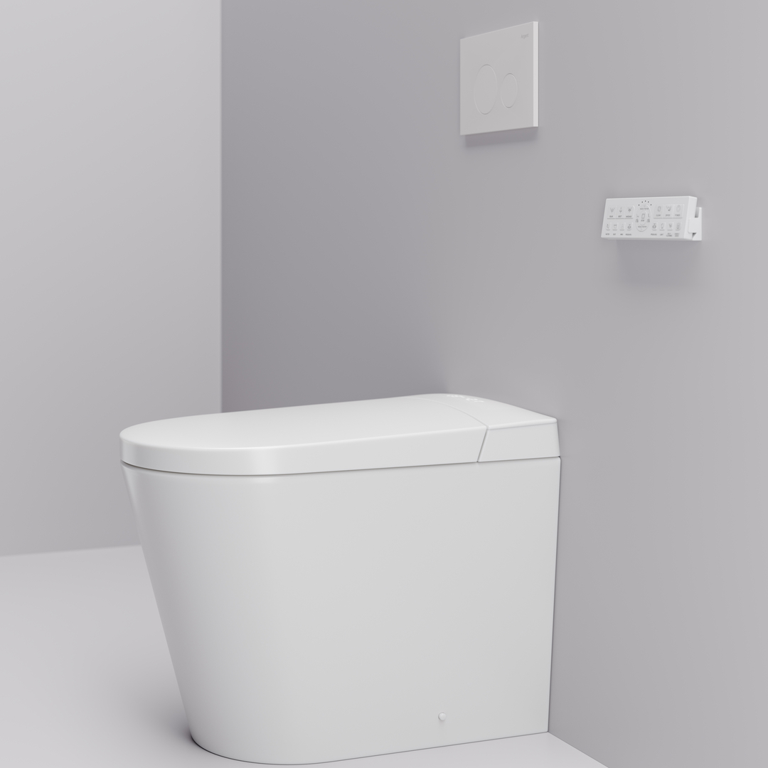 Argent Evoke Wall Faced Smart Toilet Package Includes Argent 80 Smart Cistern - Includes Brushed Gold Kubic Button - SWF100A80 + IN38785BG