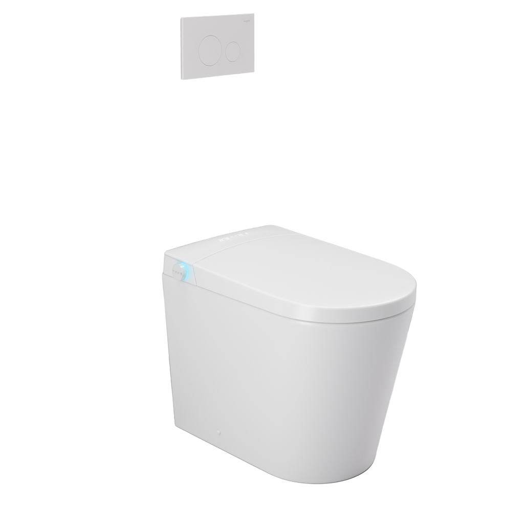 Argent Evoke Wall Faced Smart Toilet Package Includes Argent 80 Smart Cistern - Includes Brushed Gold Kubic Button - SWF100A80 + IN38785BG