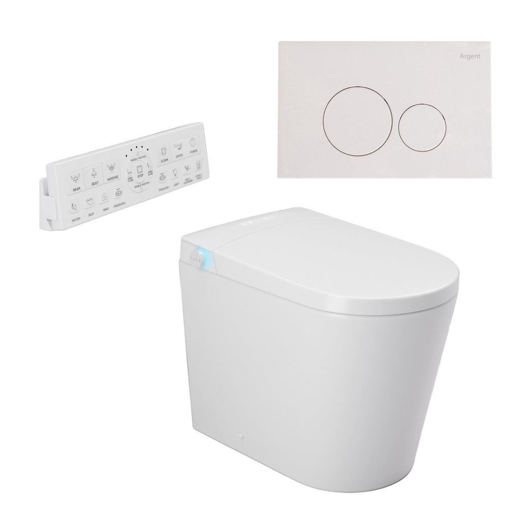 Argent Evoke Wall Faced Smart Toilet Package Includes Argent 80 Smart Cistern - Includes White Grace Button - SWF100A80 + F5020BG