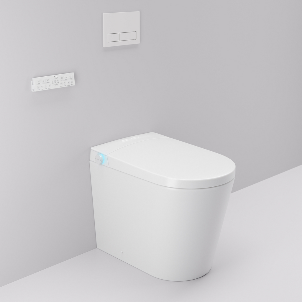 Argent Evoke Wall Faced Smart Toilet Package Includes ViSmart Cistern - No Flush Plate - SWF100V80