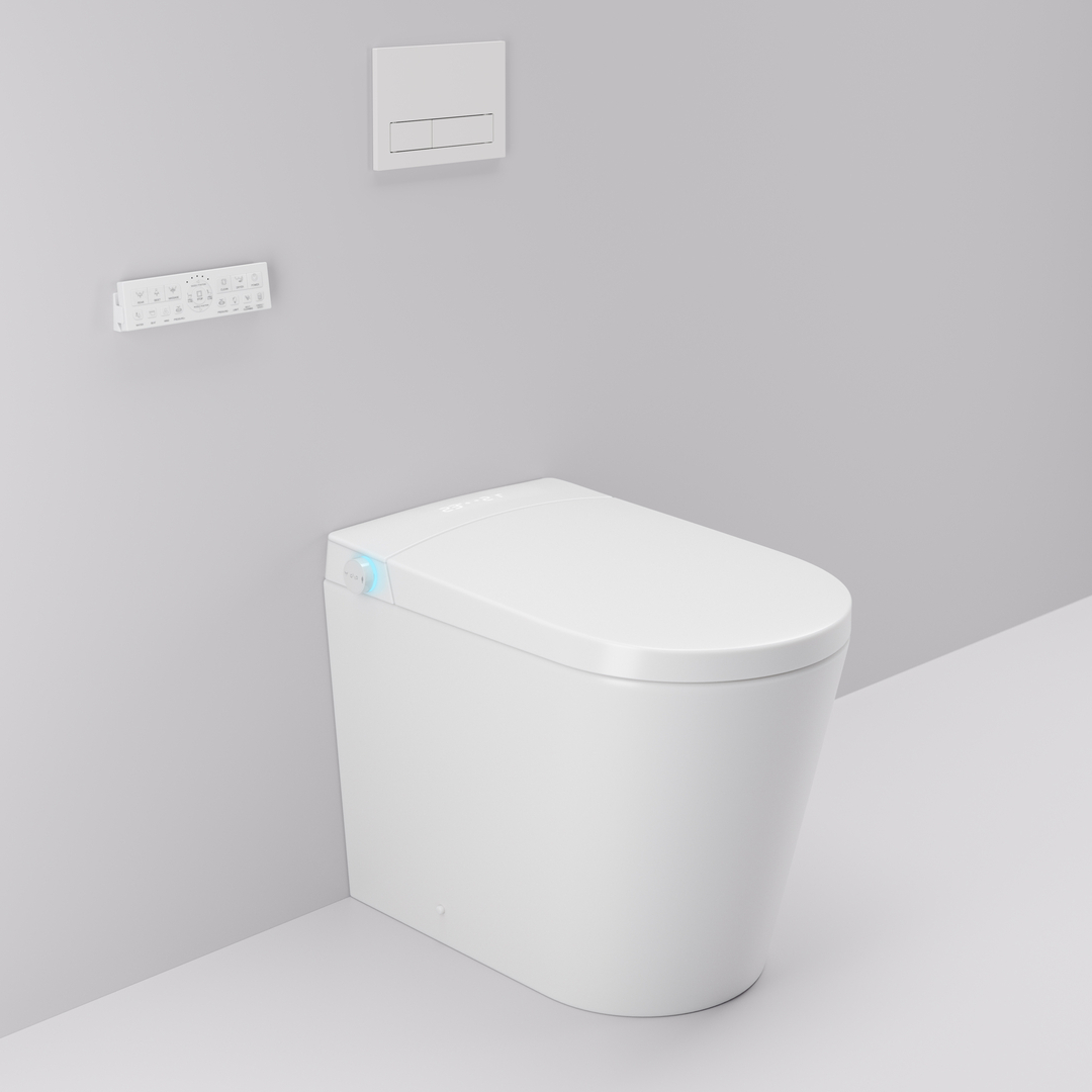 Argent Evoke Wall Faced Smart Toilet Package Includes ViSmart Cistern - No Flush Plate - SWF100V80