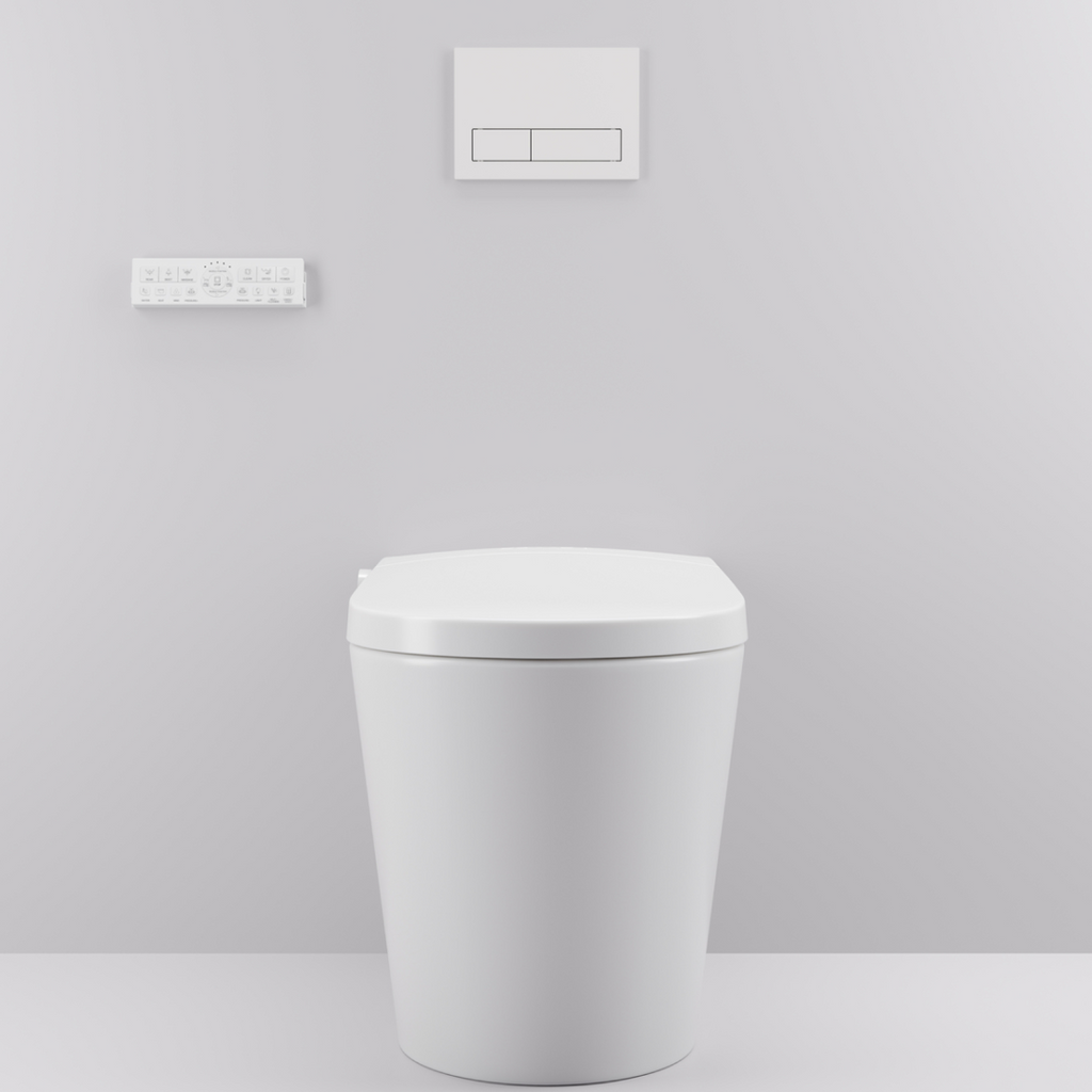 Argent Evoke Wall Faced Smart Toilet Package Includes ViSmart Cistern - No Flush Plate - SWF100V80