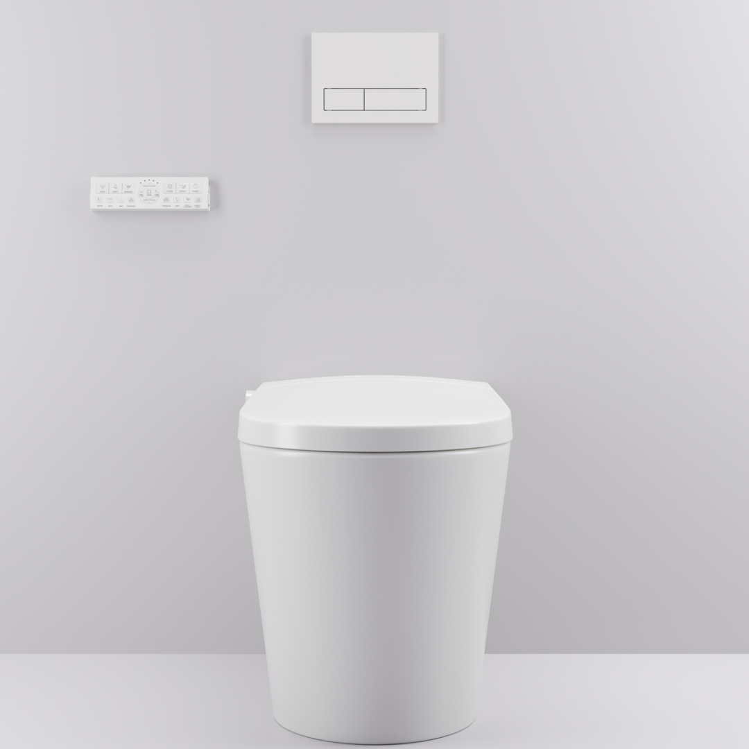 Argent Evoke Wall Faced Smart Toilet Package Includes ViSmart Cistern - No Flush Plate - SWF100V80