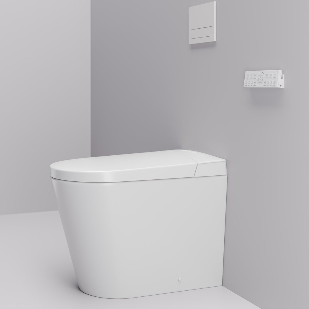 Argent Evoke Wall Faced Smart Toilet Package Includes ViSmart Cistern - No Flush Plate - SWF100V80