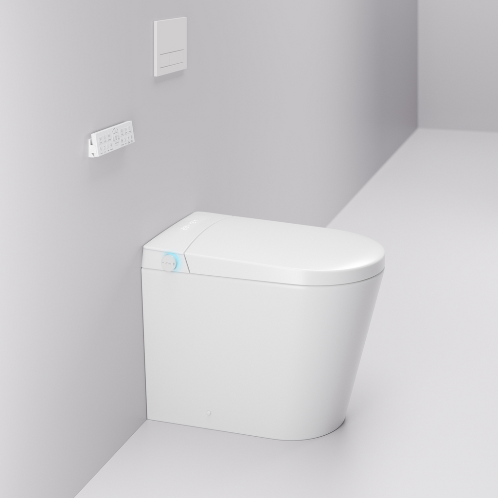 Argent Evoke Wall Faced Smart Toilet Package Includes ViSmart Cistern - No Flush Plate - SWF100V80