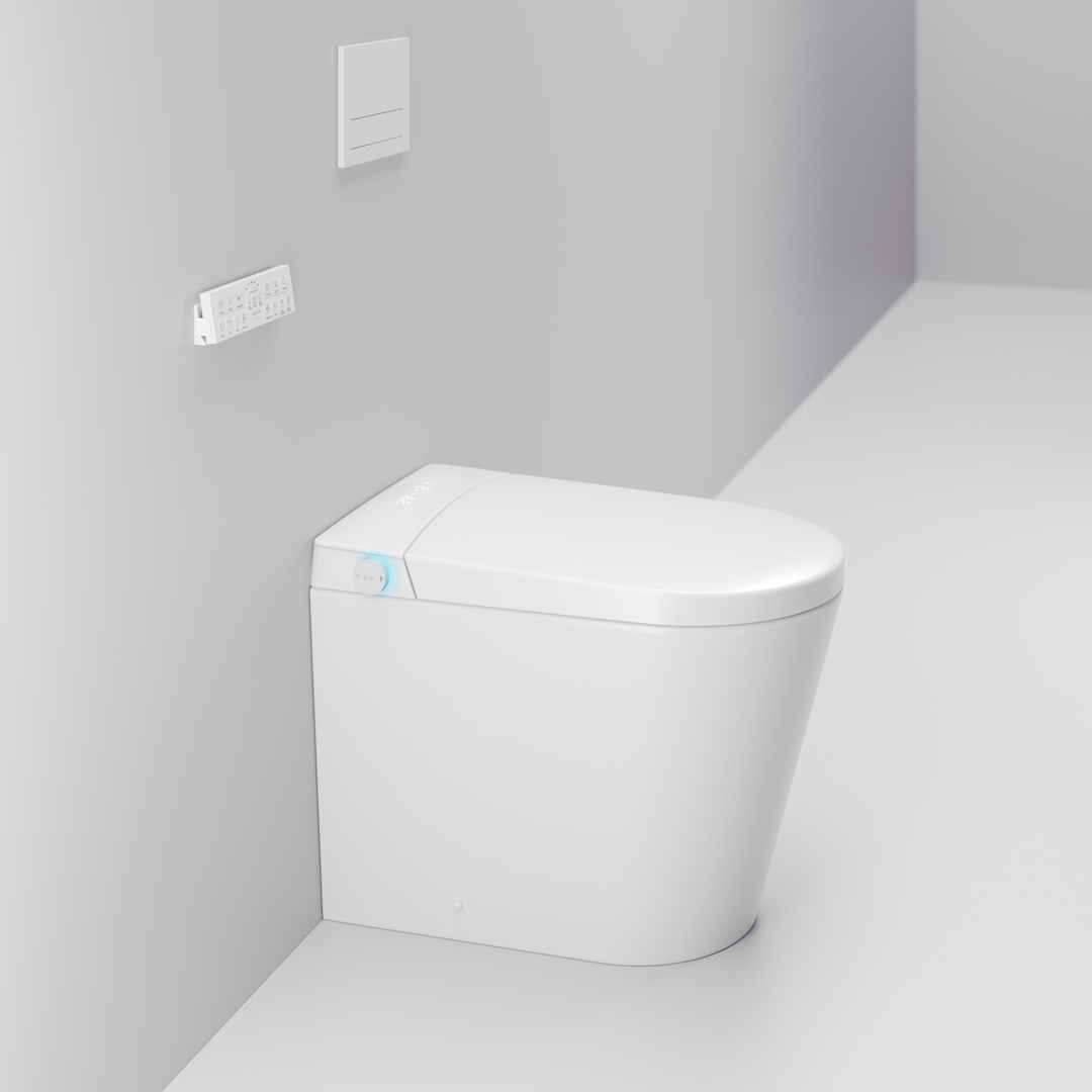 Argent Evoke Wall Faced Smart Toilet Package Includes ViSmart Cistern - No Flush Plate - SWF100V80