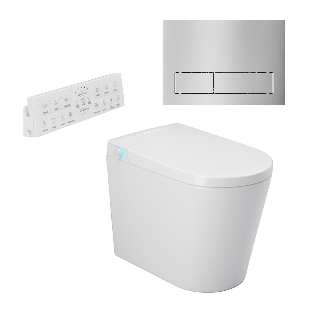 Argent Evoke Wall Faced Smart Toilet Package Includes ViSmart Cistern - Includes 150S Chrome Plate - SWF100V80 + 92241561