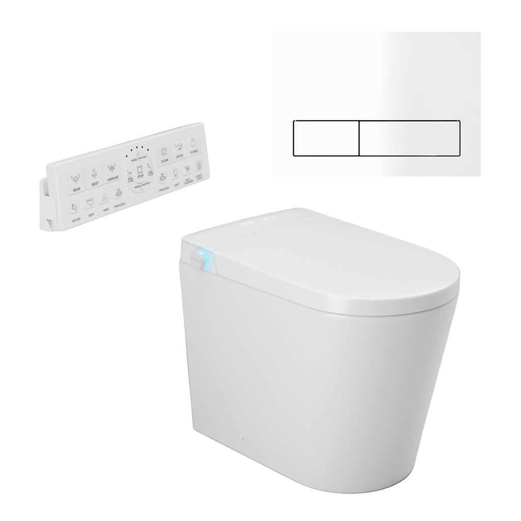Argent Evoke Wall Faced Smart Toilet Package Includes ViSmart Cistern - Includes 150S White Plate - SWF100V80 + 92241568