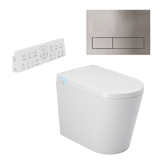 Argent Evoke Wall Faced Smart Toilet Package Includes ViSmart Cistern - Includes 150S Brushed Nickel Plate - SWF100V80 + 92241580