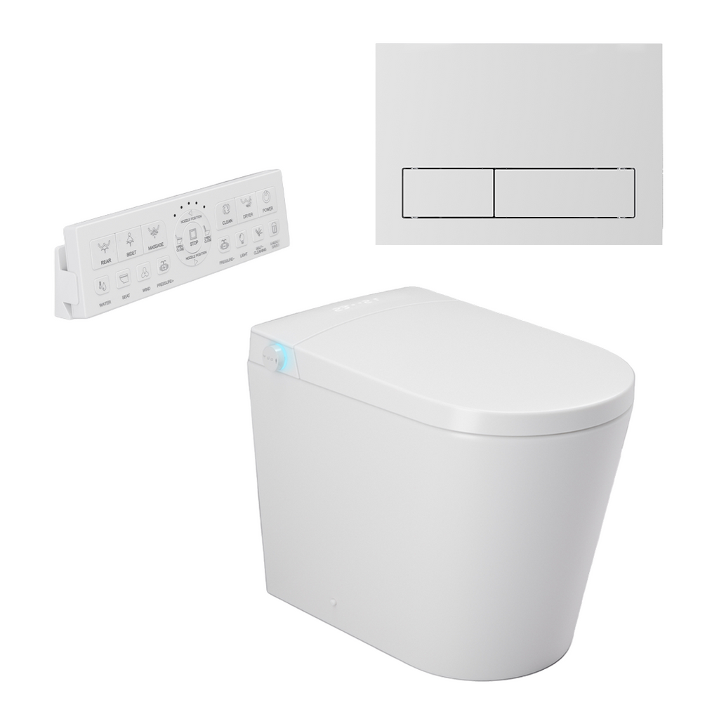 Argent Evoke Wall Faced Smart Toilet Package Includes ViSmart Cistern - Includes 150S Matte White Plate - SWF100V80 + 922415RW