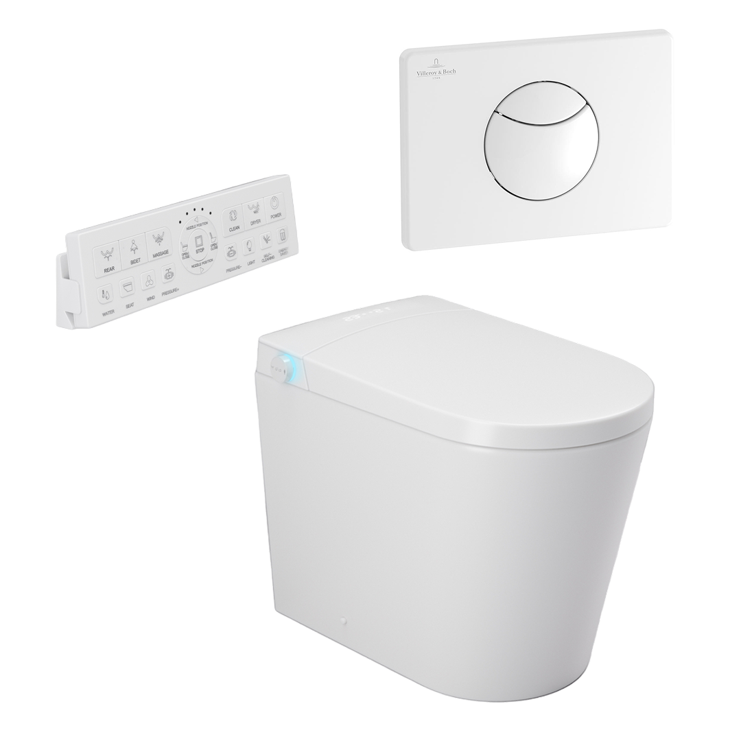 Argent Evoke Wall Faced Smart Toilet Package Includes ViSmart Cistern - Includes E100 White Plate - SWF100V80 + 92248568