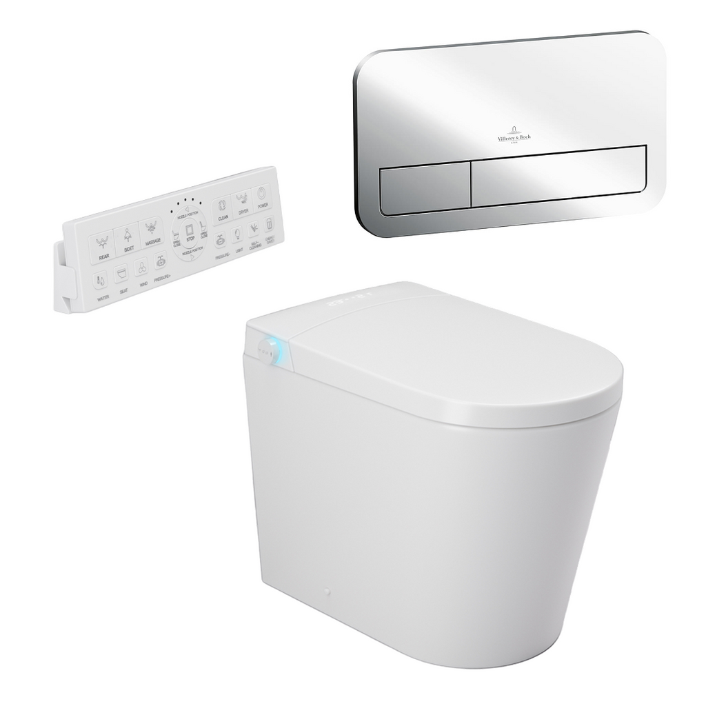 Argent Evoke Wall Faced Smart Toilet Package Includes ViSmart Cistern - Includes E200 Chrome Plate - SWF100V80 + 92249061