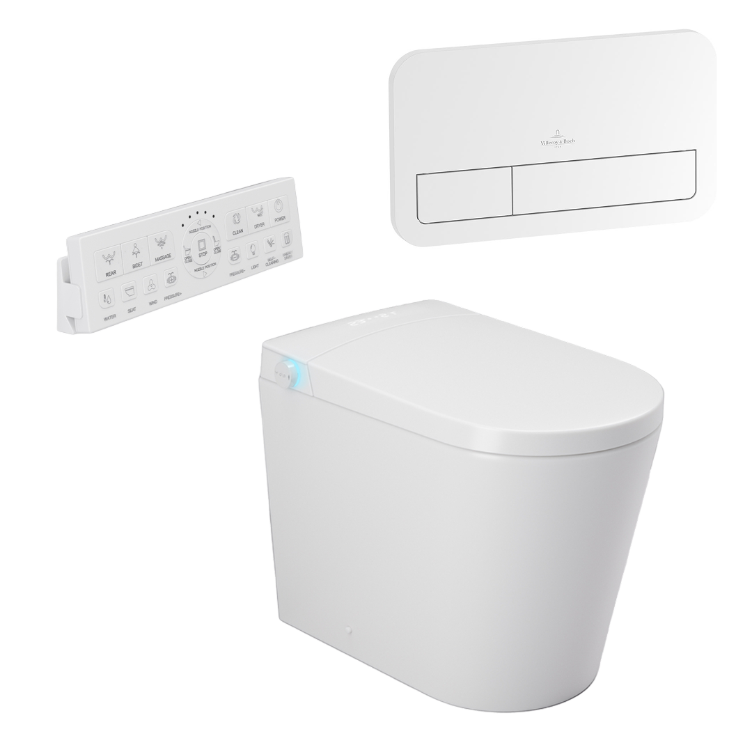 Argent Evoke Wall Faced Smart Toilet Package Includes ViSmart Cistern - Includes E200 White Plate - SWF100V80 + 92249068