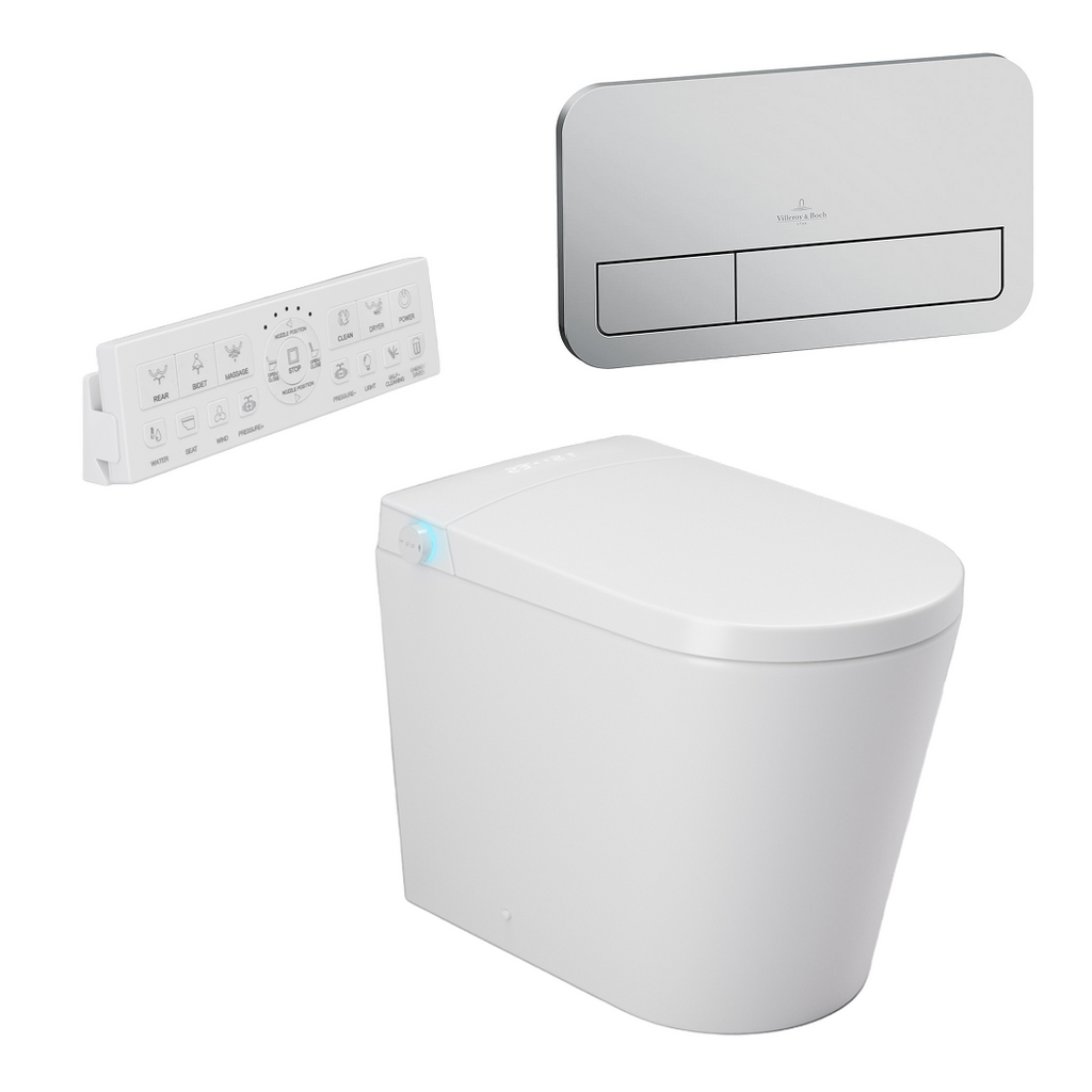 Argent Evoke Wall Faced Smart Toilet Package Includes ViSmart Cistern - Includes E200 Satin Plate - SWF100V80 + 92249069