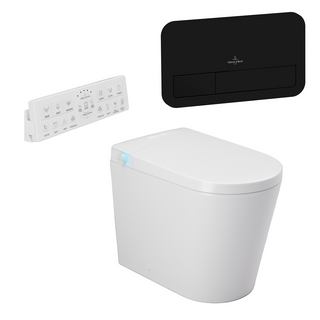 Argent Evoke Wall Faced Smart Toilet Package Includes ViSmart Cistern - Includes E200 Matte Black Plate - SWF100V80 + 922490AN