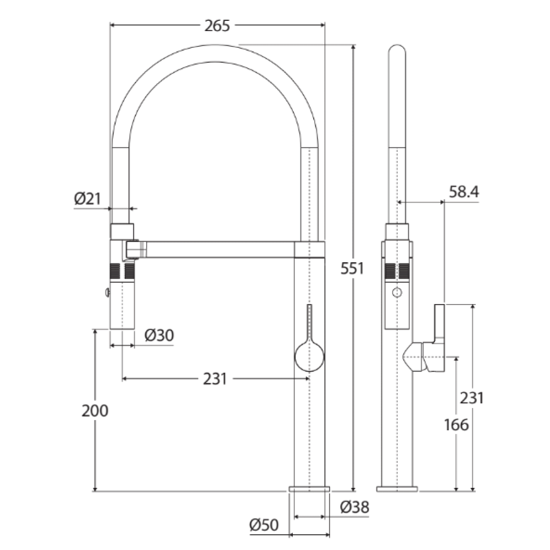 Fienza Sansa Pull-Down Sink Mixer - LF Gun Metal - 229109GM-LF