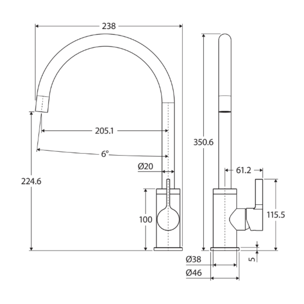 Fienza Sansa Sink Mixer - LF Urban Brass - 229105UB-LF