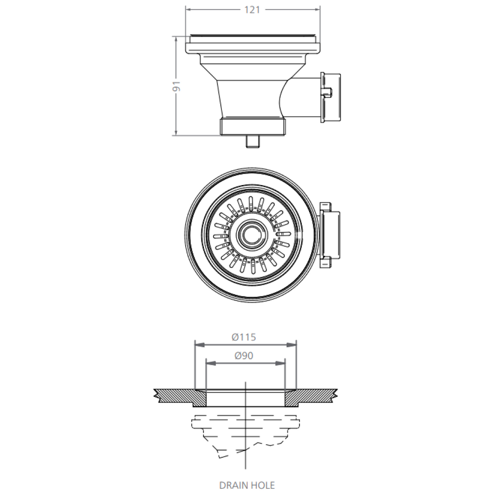 Shaws 90mm Basket Strainer - Raw Brass - FT2900052