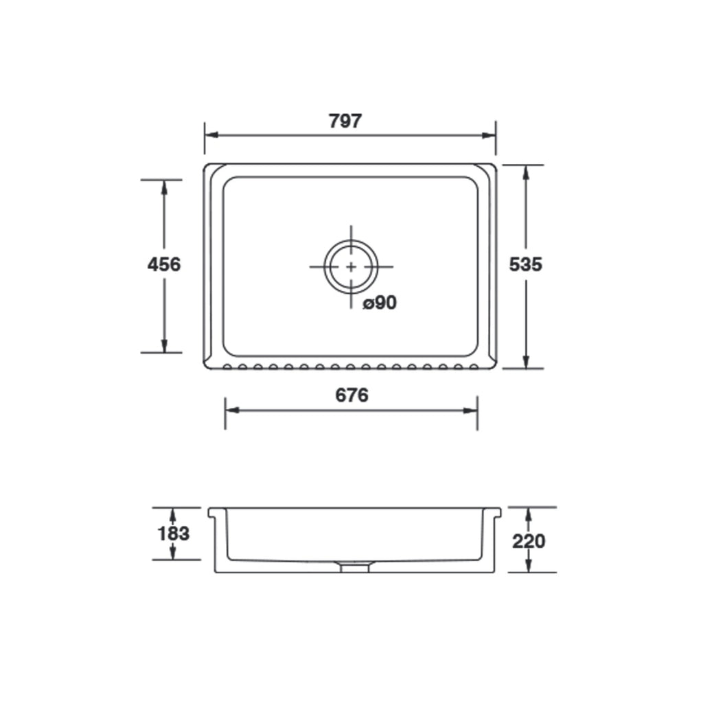 Shaws Bowland 800 Fireclay Butler Sink - BLF5312WH