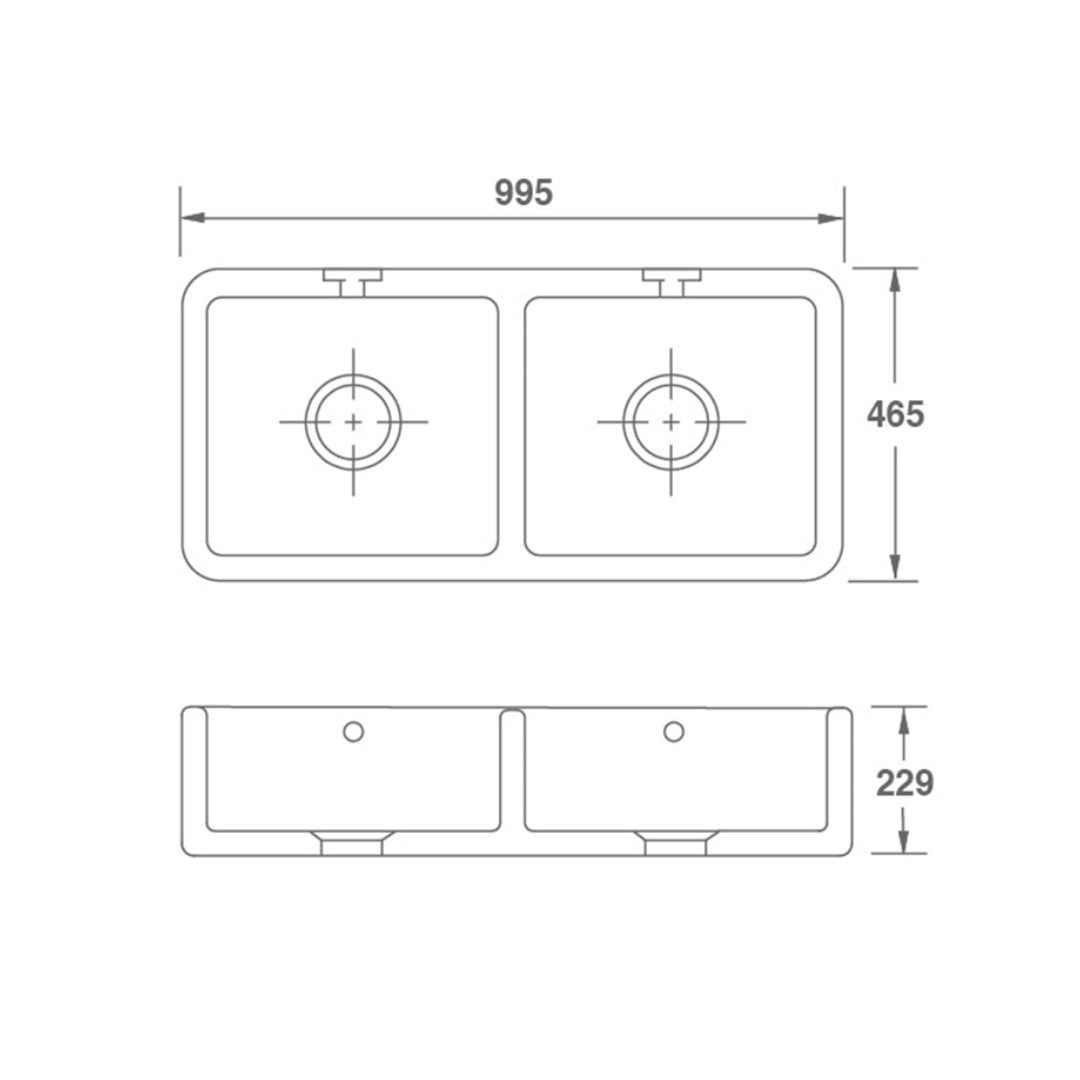 Shaws Double Bowl 1000 Fireclay Butler Sink - SCLD101WH