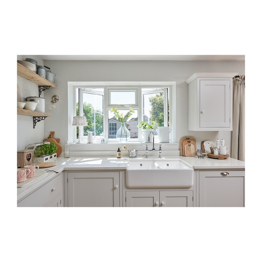 Shaws Double Bowl 800 Fireclay Butler Sink - SCLD800WH