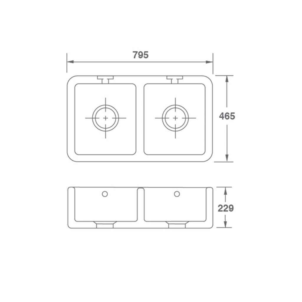 Shaws Double Bowl 800 Fireclay Butler Sink - SCLD800WH