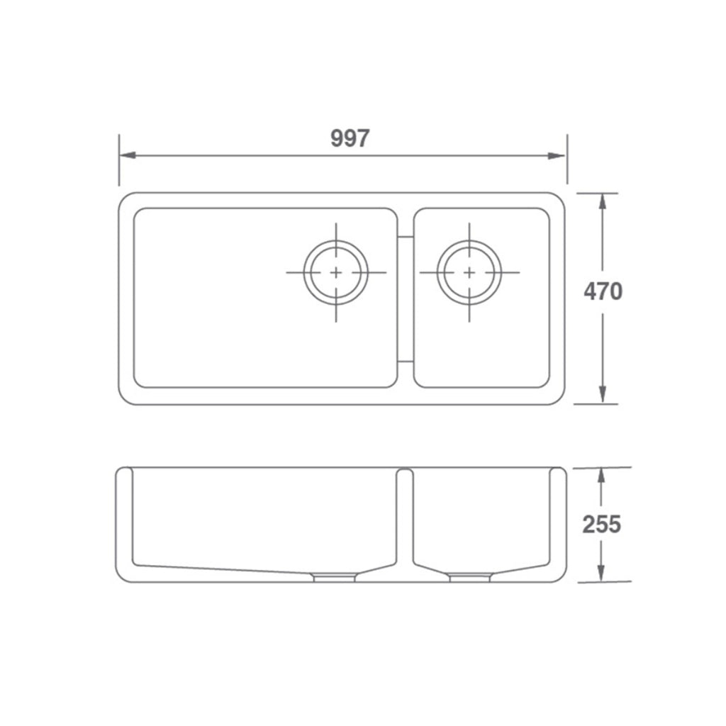 Shaws Edgworth Fireclay Butler Sink - SEDG100WH