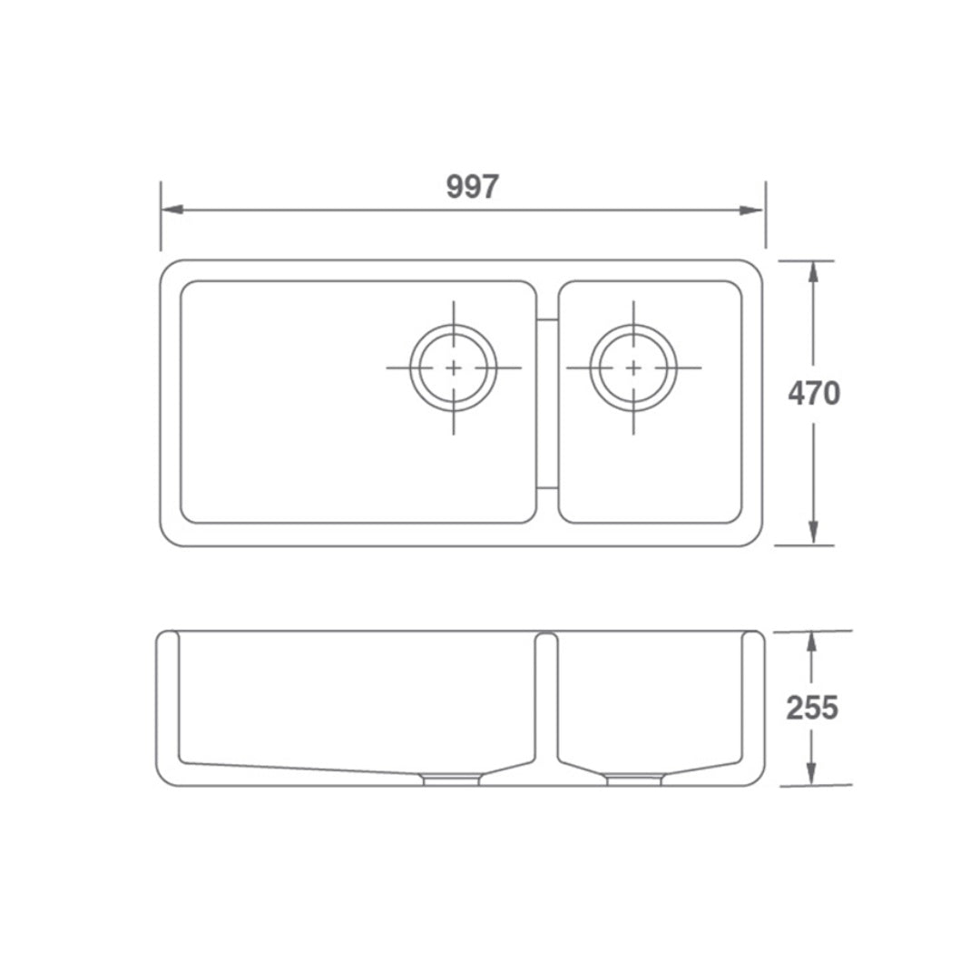 Shaws Edgworth Fireclay Butler Sink - SEDG100WH