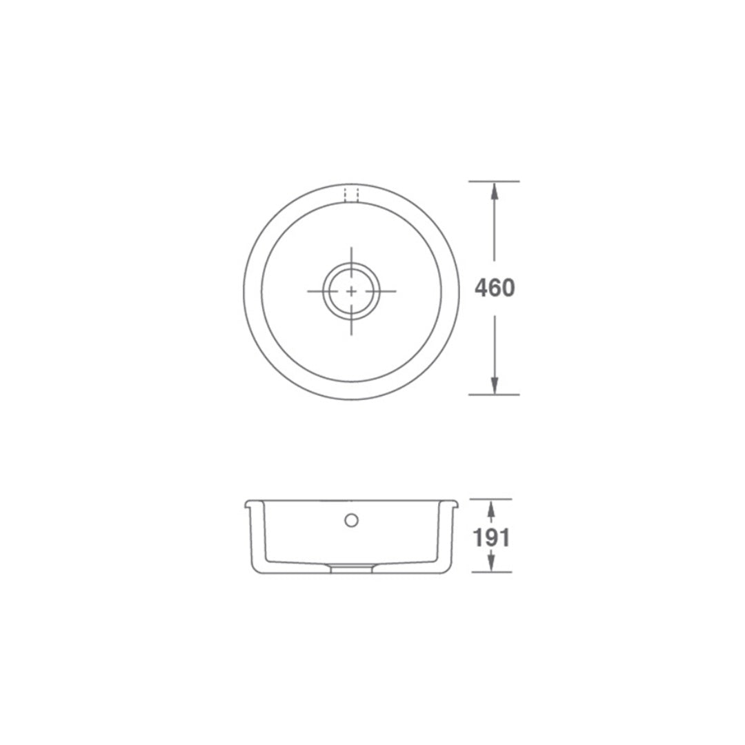 Shaws Round Single Bowl Butler Sink - SCRO460WH
