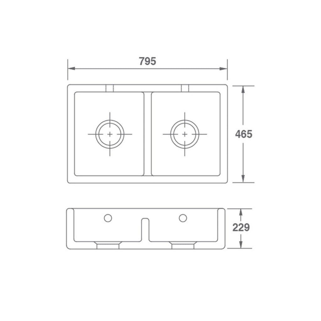 Shaws Shaker Double 800 Fireclay Butler Sink - SCSH800WH