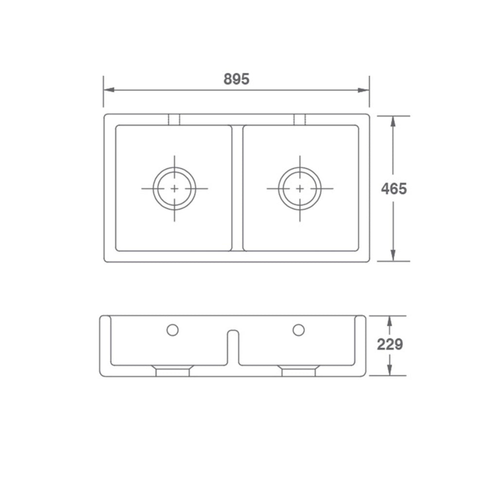 Shaws Shaker Double 900 Fireclay Butler Sink - SCSH900WH