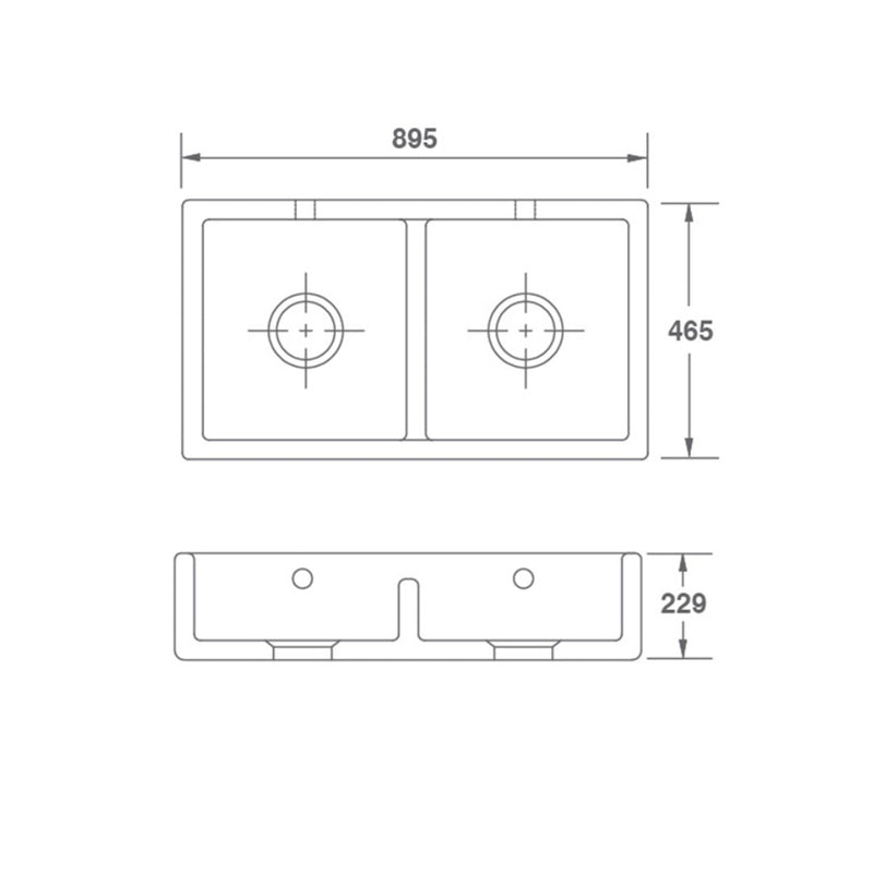 Shaws Shaker Double 900 Fireclay Butler Sink