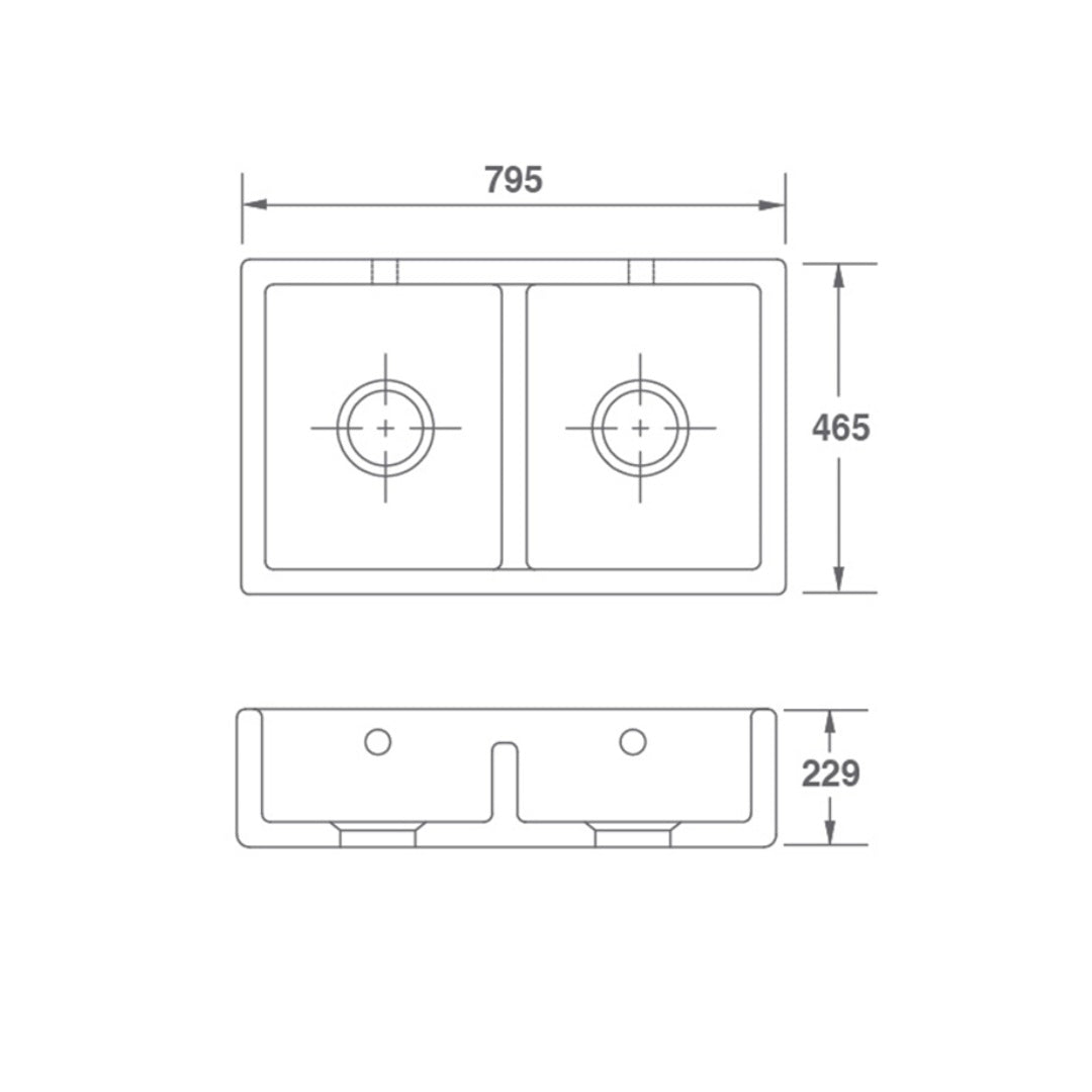 Shaws Shaker Single 800 Fireclay Butler Sink - SCSH108WH