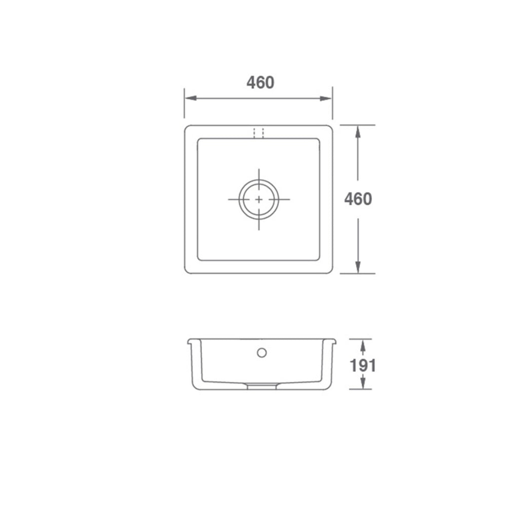 Shaws Square Single Bowl Butler Sink - SCSQ460WH