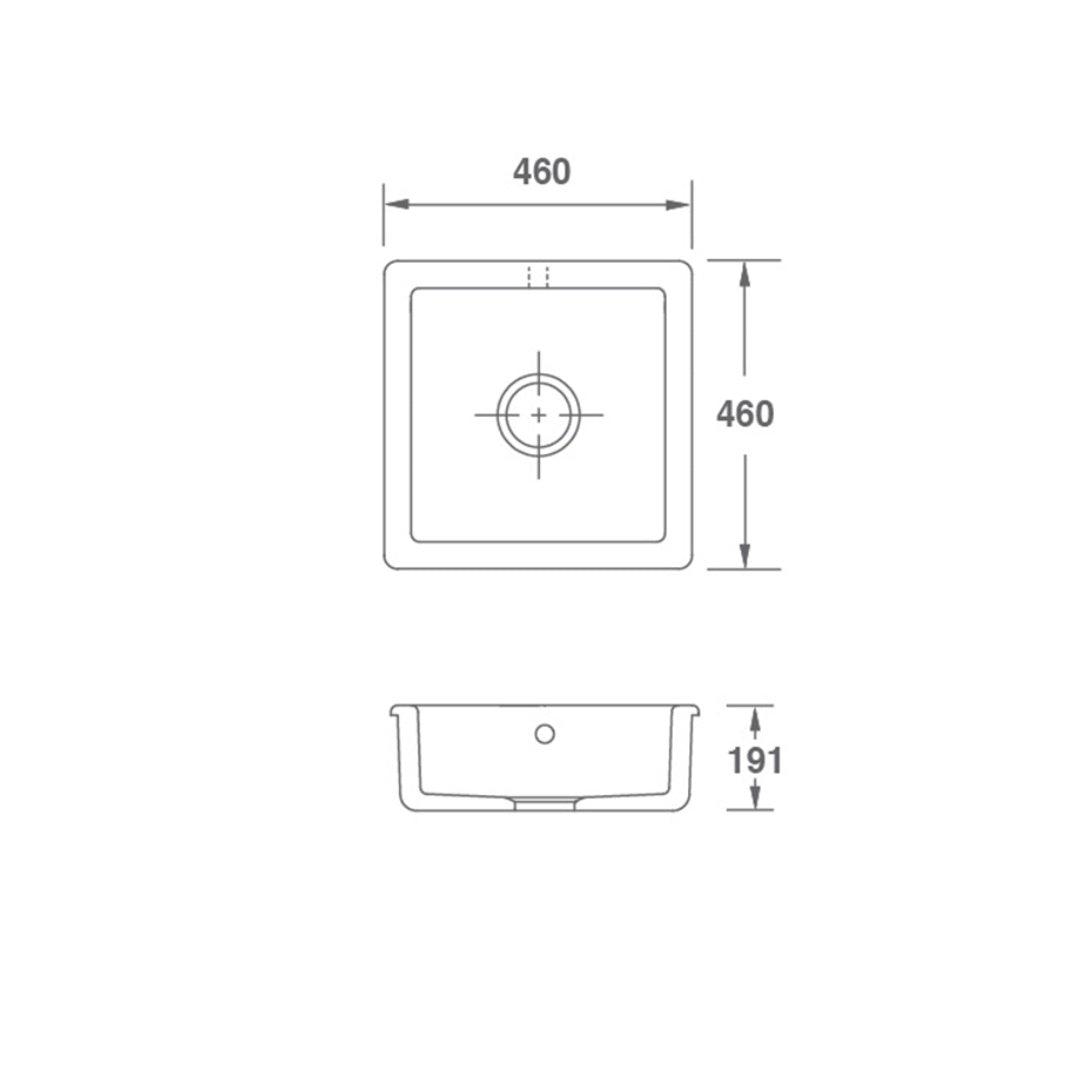 Shaws Square Single Bowl Butler Sink - SCSQ460WH