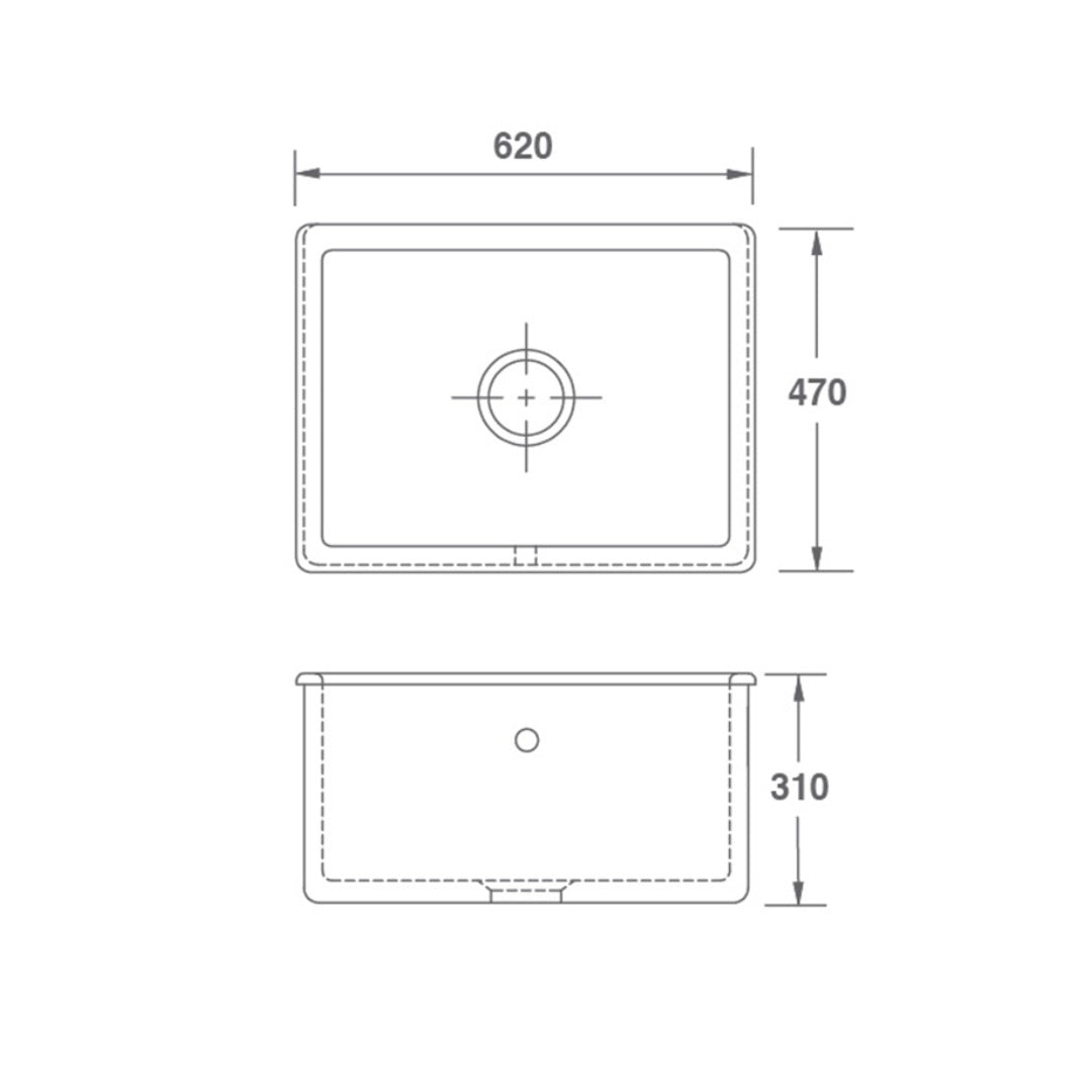 Shaws Whitehall Fireclay Butler Sink - SCWH600WH