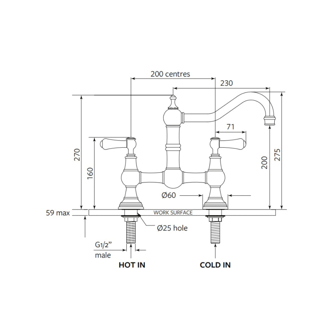 Shaws by Perrin & Rowe Hambleton Kitchen Tap - Polished Brass - AUSH.4751BRWPC