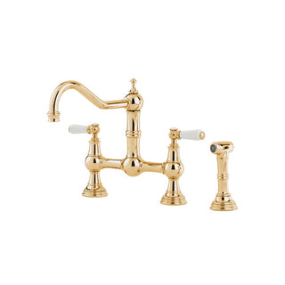 Shaws by Perrin & Rowe Hambleton Kitchen Tap with Spray Rinse - Polished Brass - AUSH.4756BRWPC