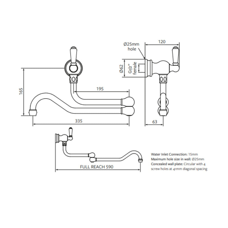 Shaws by Perrin & Rowe Pot Filler - Polished Brass