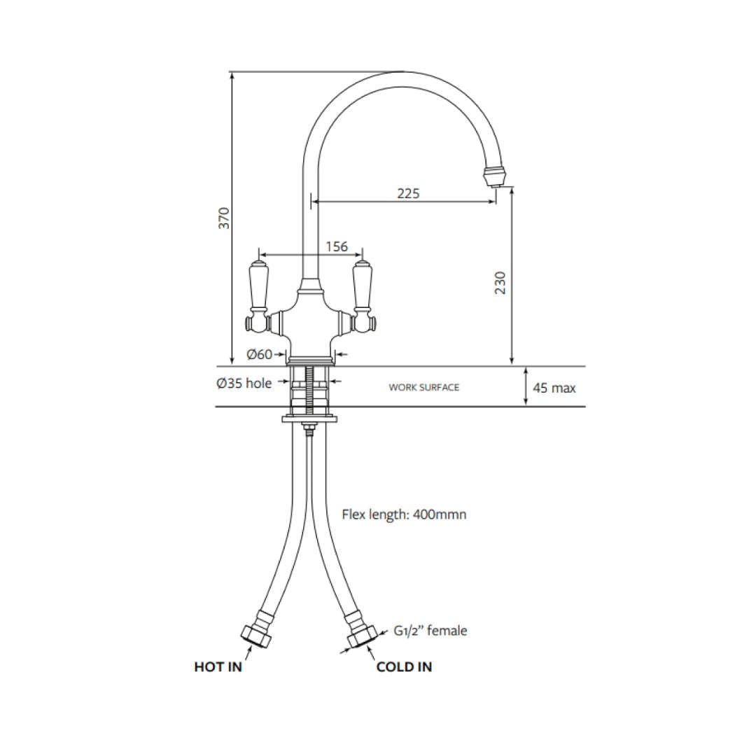 Shaws by Perrin & Rowe Ribble Kitchen Tap - Polished Brass - AUSH.4460BRWPC