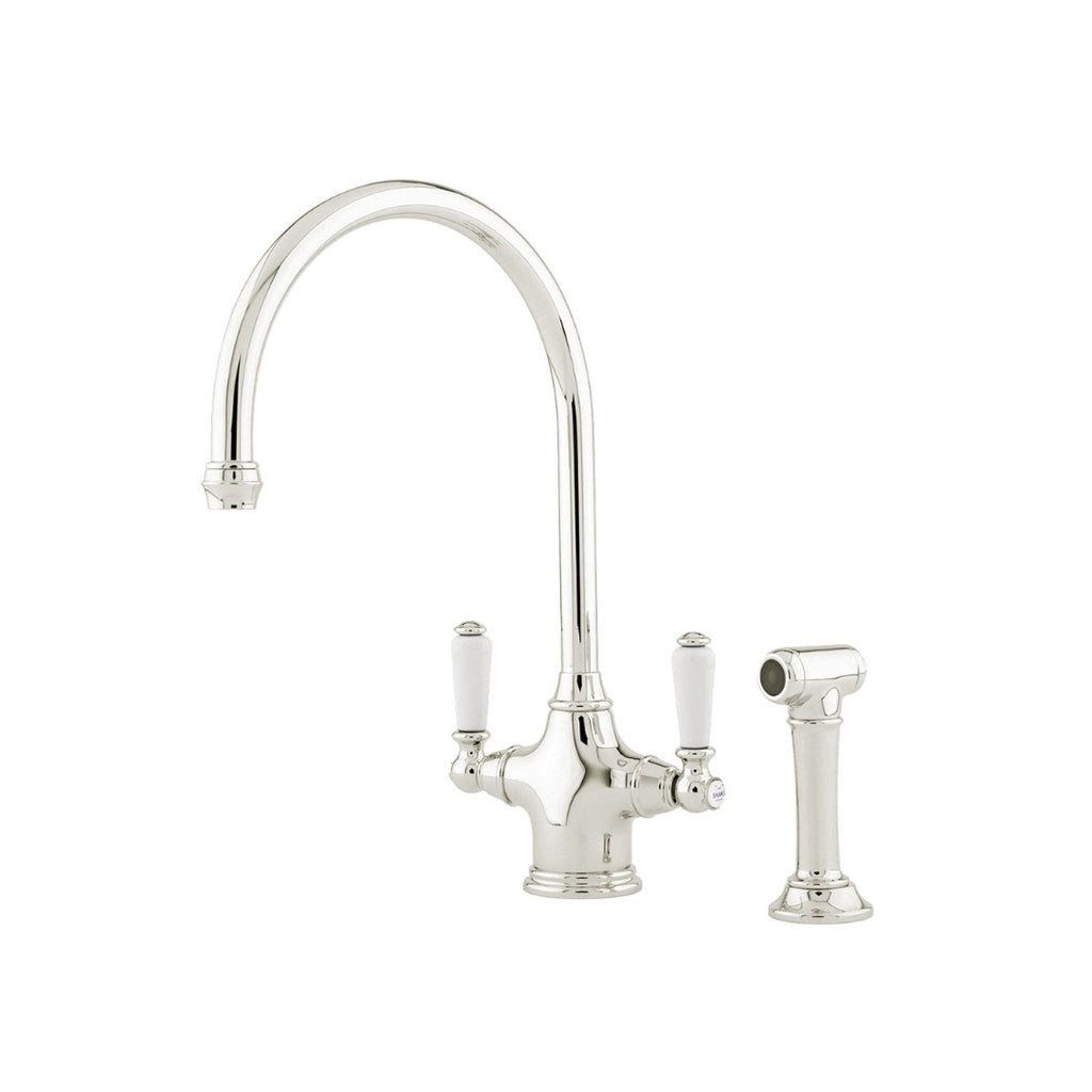 Shaws by Perrin & Rowe Ribble Kitchen Tap with Spray Rinse - Nickel LF AUSH.4360NIWPC-3